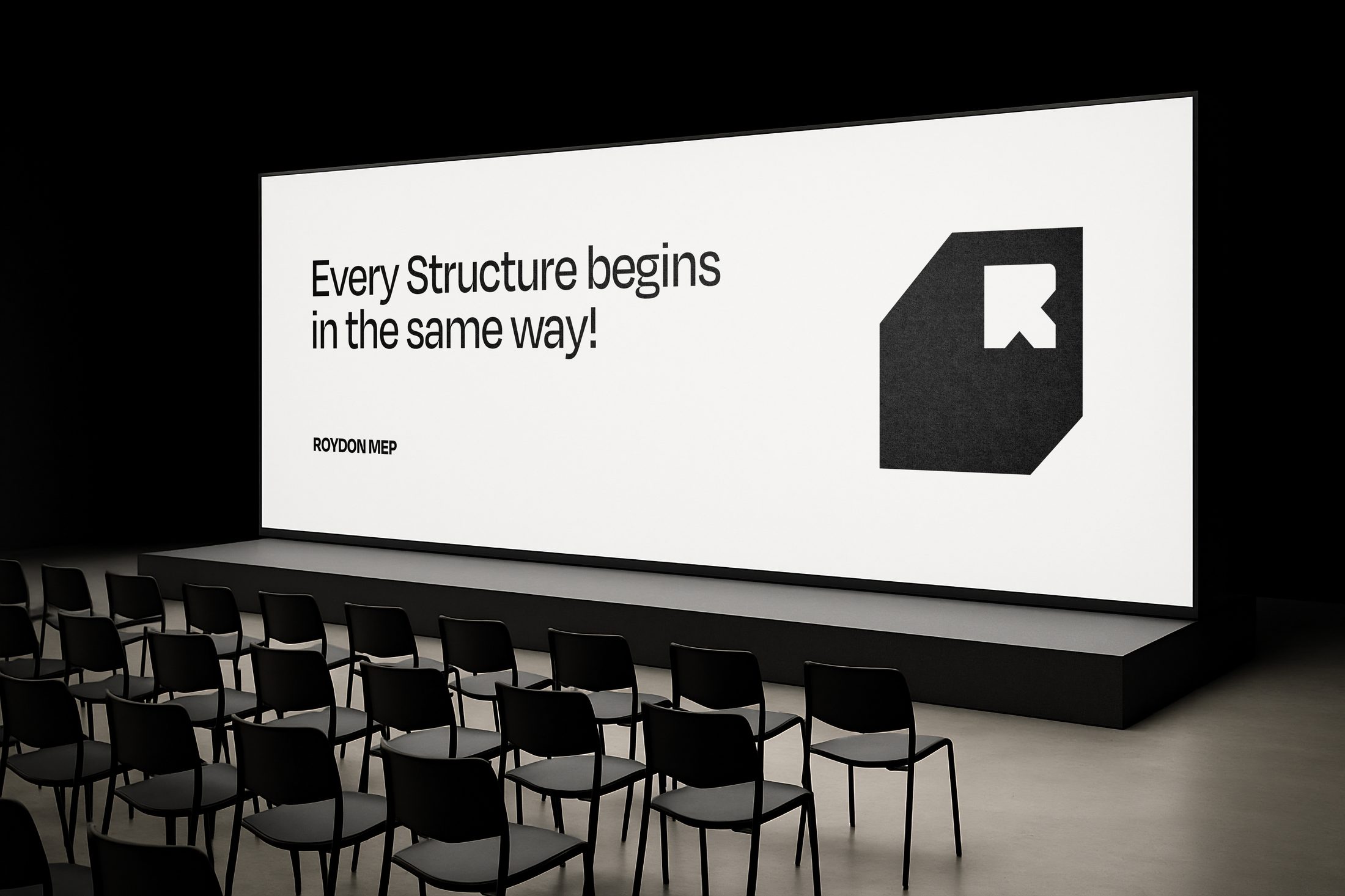 Roydon MEP — roll-up banner, Someone sets the first stone