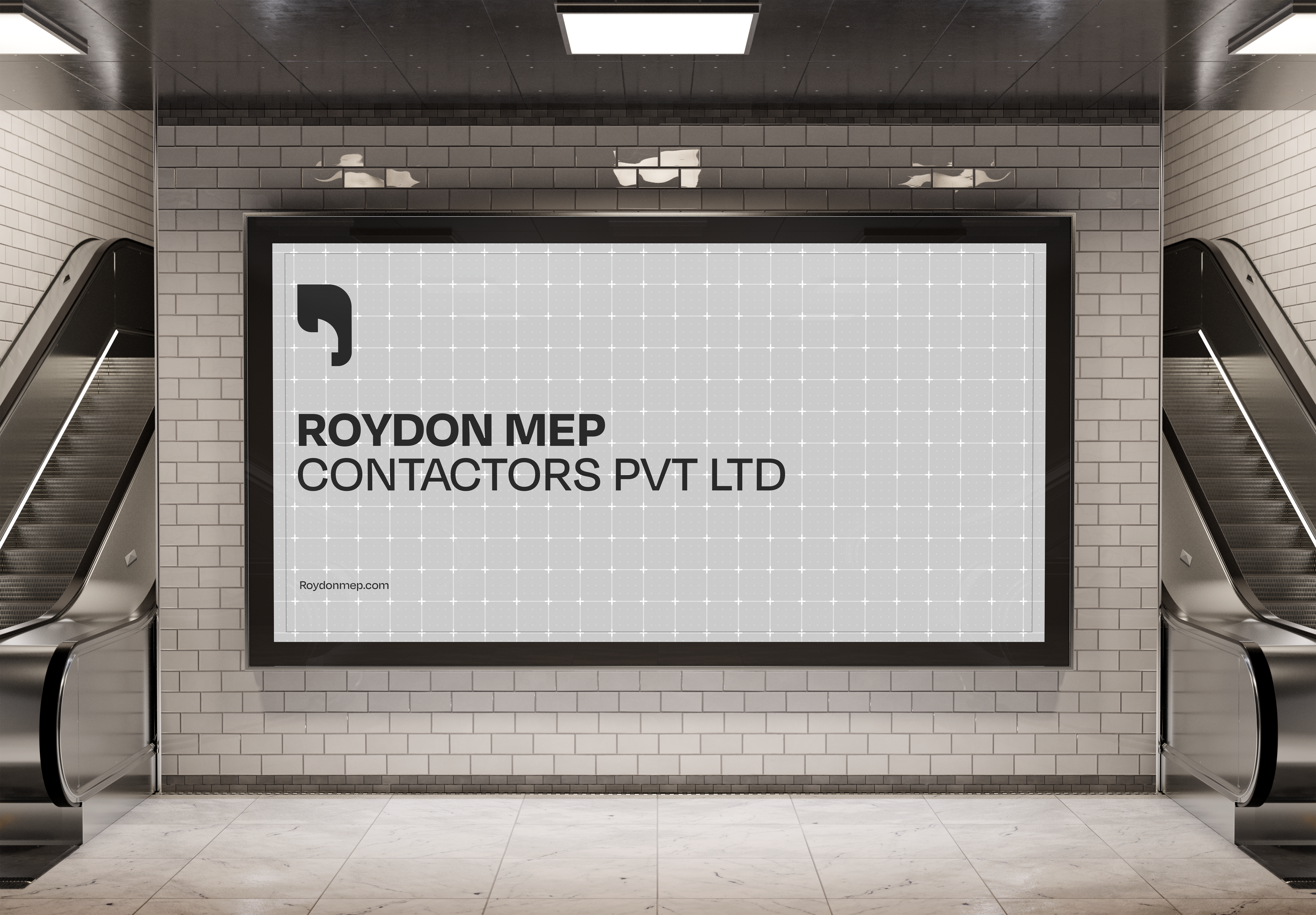 Roydon MEP — subway hoarding, mark at scale